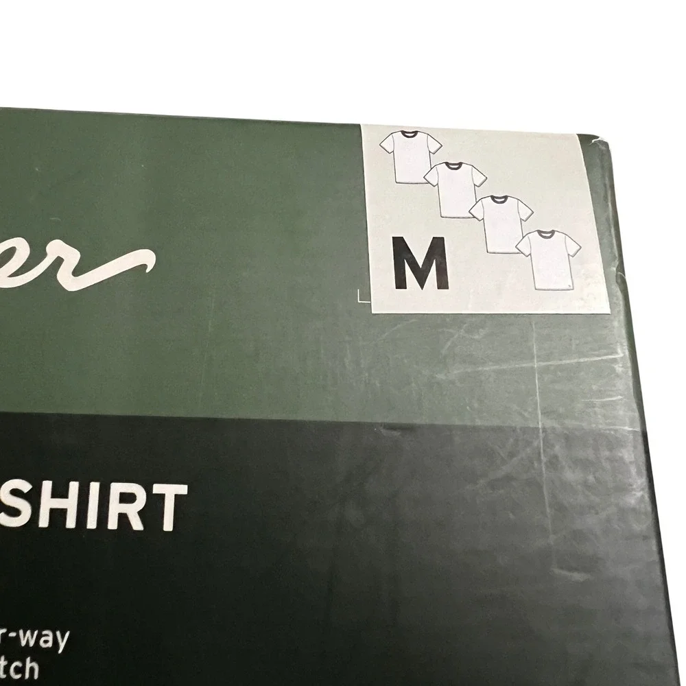 NEW Eddie Bauer Mens 4 Pack Crew Undershirt White Cotton Blend Stretch Medium